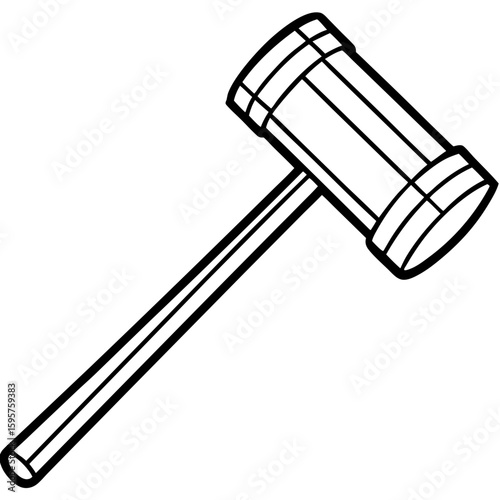 Mallet Hammer Line Art Vector