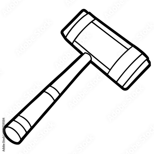 Mallet Hammer Line Art Vector