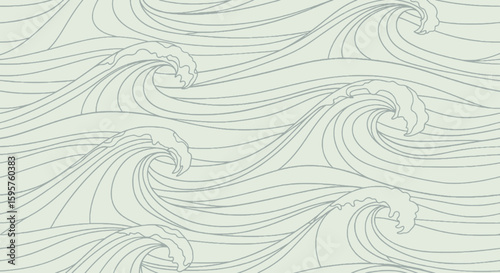 A repeating pattern of stylized ocean waves, depicted in lines.