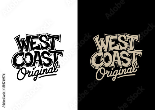 West Coast Original Handwritten Logo. Elegant “West Coast Original” script design in a handwritten style, blending retro and modern California vibes.