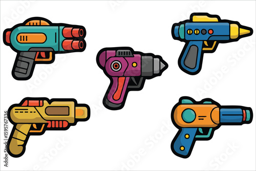 Cartoon blaster firearm toy gun vector illustration