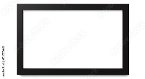 Black picture frame on white background empty space