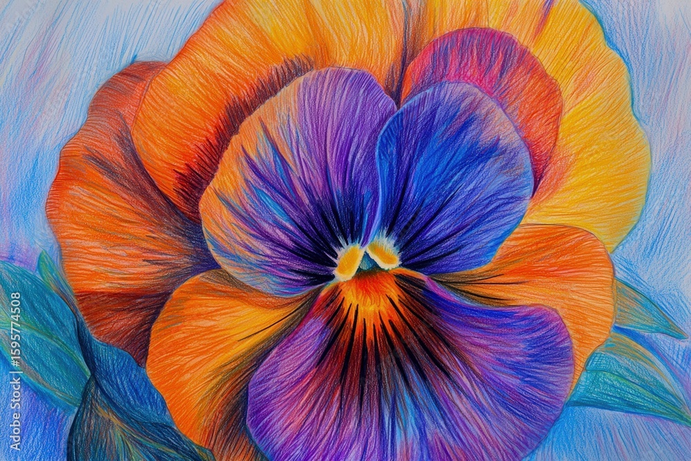 custom made wallpaper toronto digitalArtistic rendering of pansy flower for botanical use