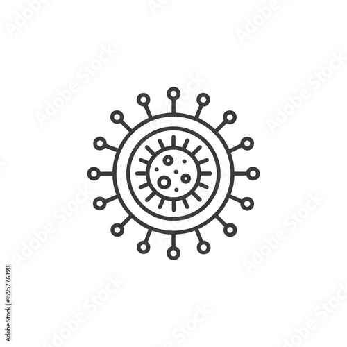 Stylized virus icon with spikes isolated on a white background
