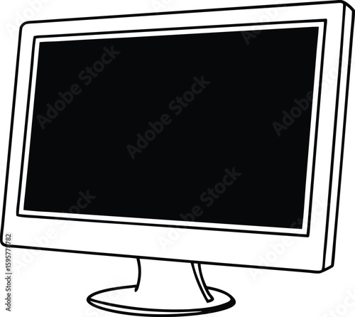 Desktop Monitor Silhouette Icon for Computer Setup