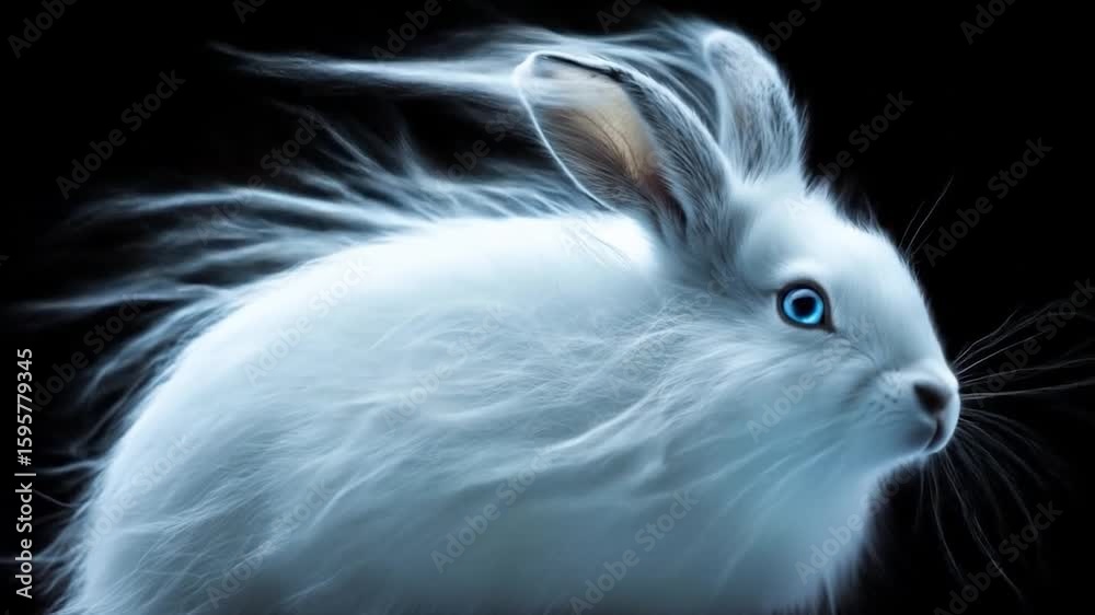 Ethereal White Rabbit in Motion: A Captivating Study of Fur and Light Ethereal White Rabbit in Motion: A Captivating Study of Fur and Light