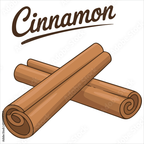 Spiced cinnamon roll isolated on white vector artwork