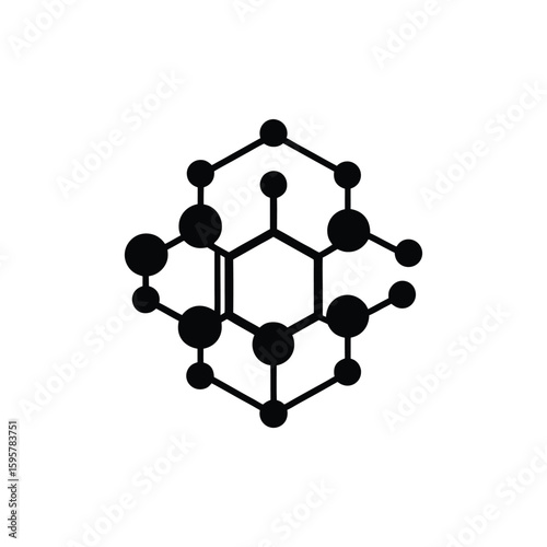 Abstract molecular structure icon isolated on white background