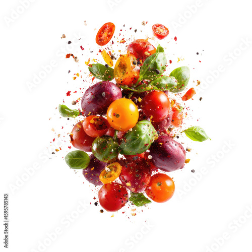 Vibrant explosion of colorful, fresh vegetables