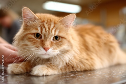 Wallpaper Mural Playful Orange Cat at Veterinary Clinic Adorable Pet Portrait Warm Indoor Setting Torontodigital.ca