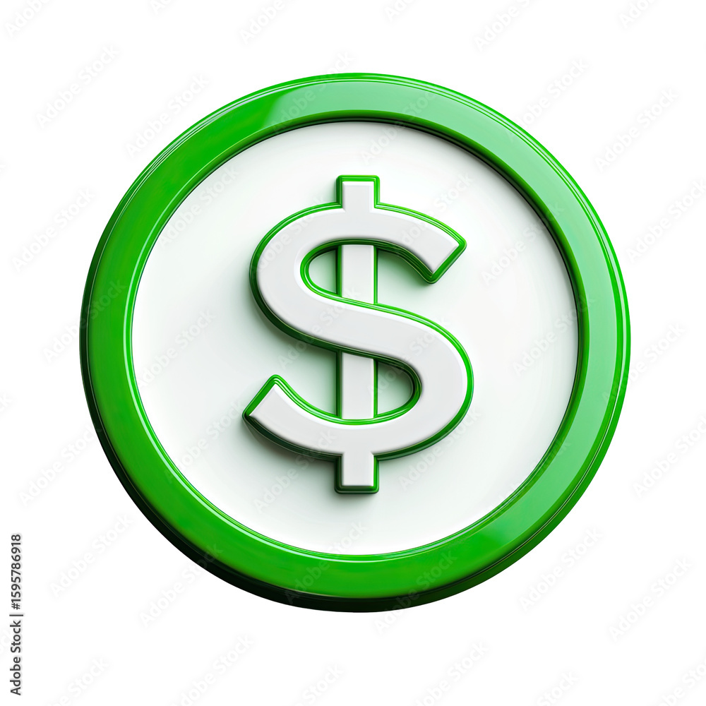 3D Green Dollar Icon 3D Green Dollar Icon