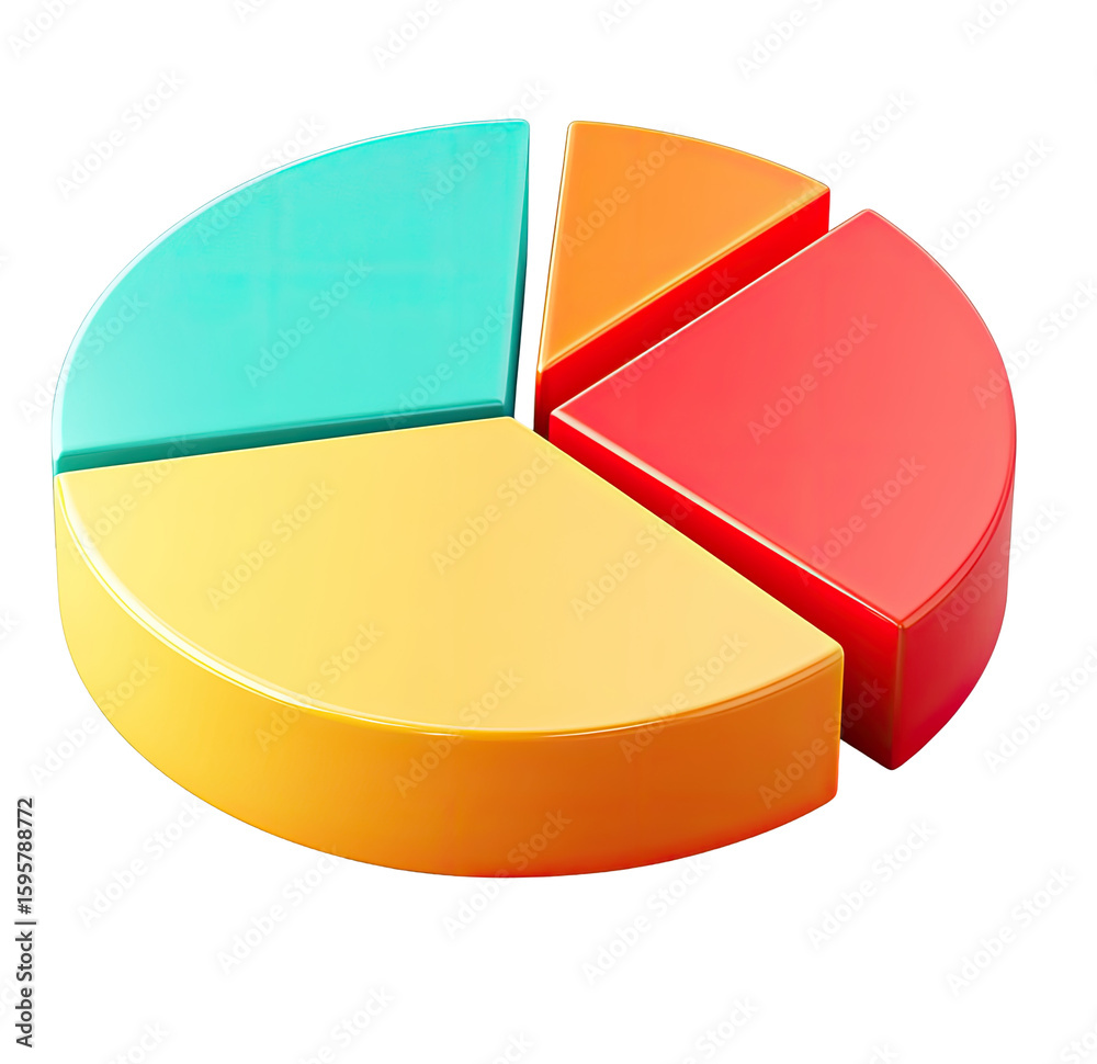 Obraz premium Vibrant 3D pie chart graphic