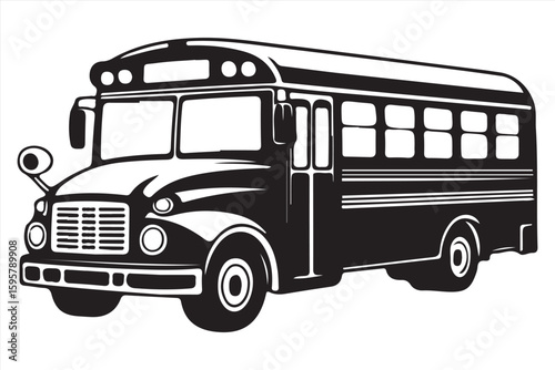 Black and White School Bus Eps Pack | Hand-Drawn Vehicle Clipart for Crafts.