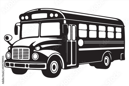 Black and White School Bus Eps Pack | Hand-Drawn Vehicle Clipart for Crafts.