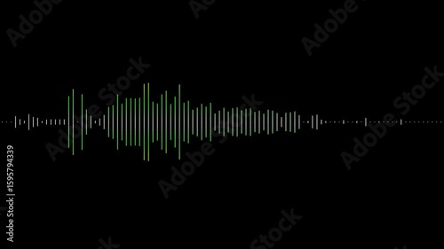 Audio waveform spectrum animation. Audio wave visualization voice record, sound wave animation