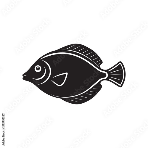 flounder fish silhouette vector illustration logo style design 