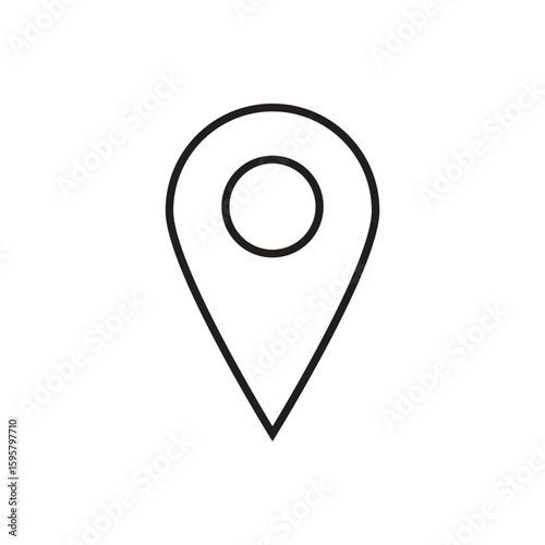 Free Download Simple black location pin icon with outline style on white background representing GPS, navigation, and map marker - GFXLoad