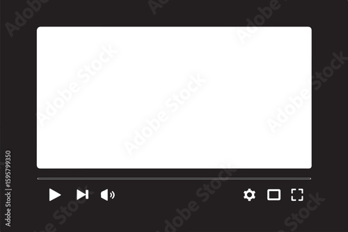 Black and white video player interface with controls