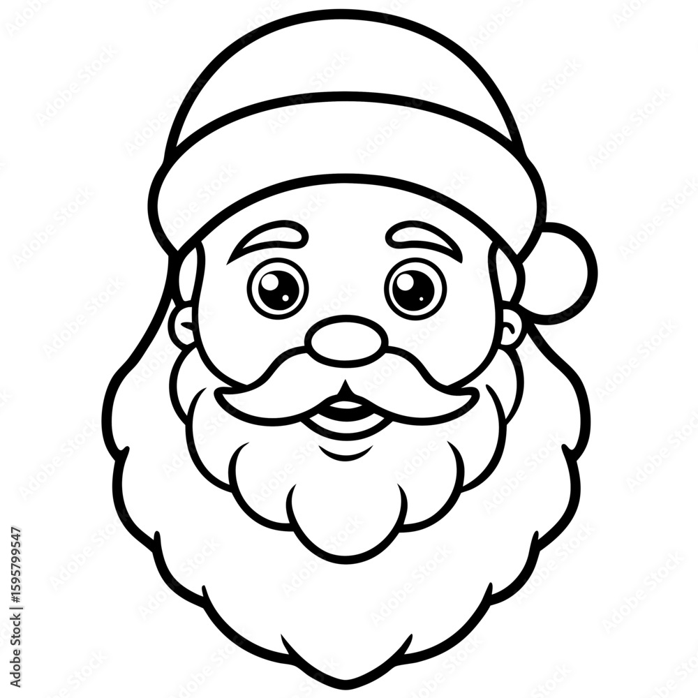 Fototapeta premium Santa Claus Portrait Outline Illustration