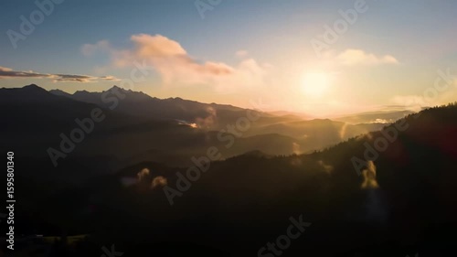 Time-Lapse of Sunrise Over Mountain Range