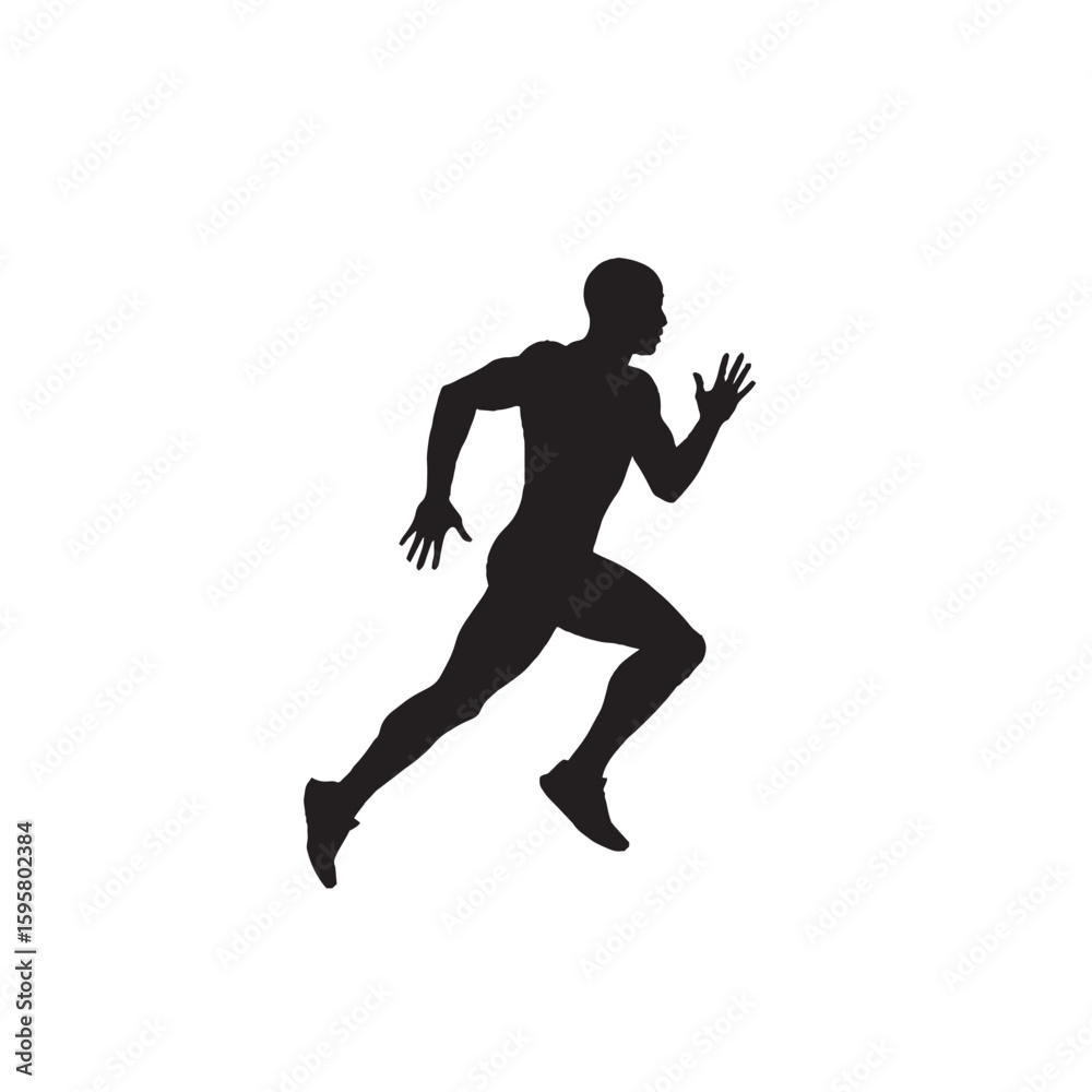Naklejka premium Runner Sprint Silhouette on White Background – Vector Illustration for Athletic Speed, Symbolic Drive, and Dynamic Motion Concepts