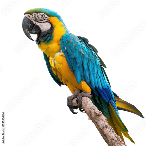 Vibrant macaw perched on branch