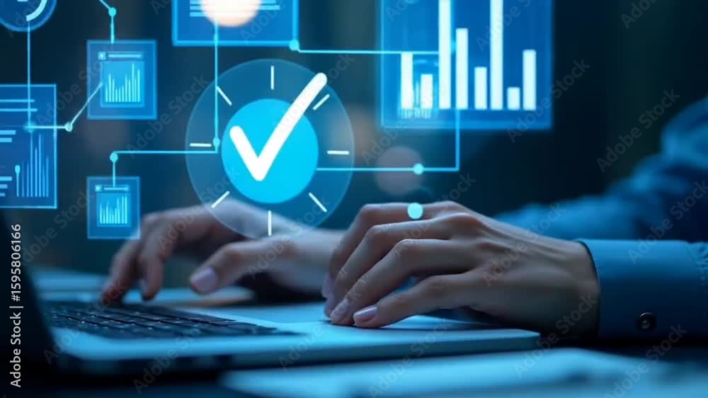 Document management concept, check electronic documents on digital documents on virtual screen Document Management System and process automation to efficiently document paperless operate