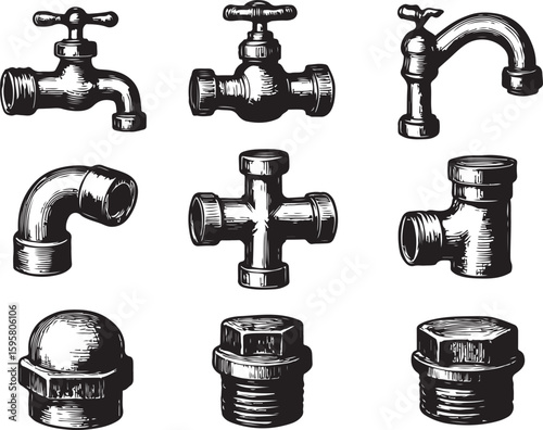 Vintage plumbing fixtures and pipe fittings faucet