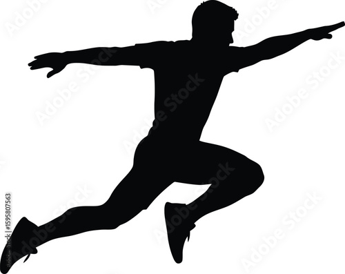 Vector art of a silhouette of a man jumping in the air 