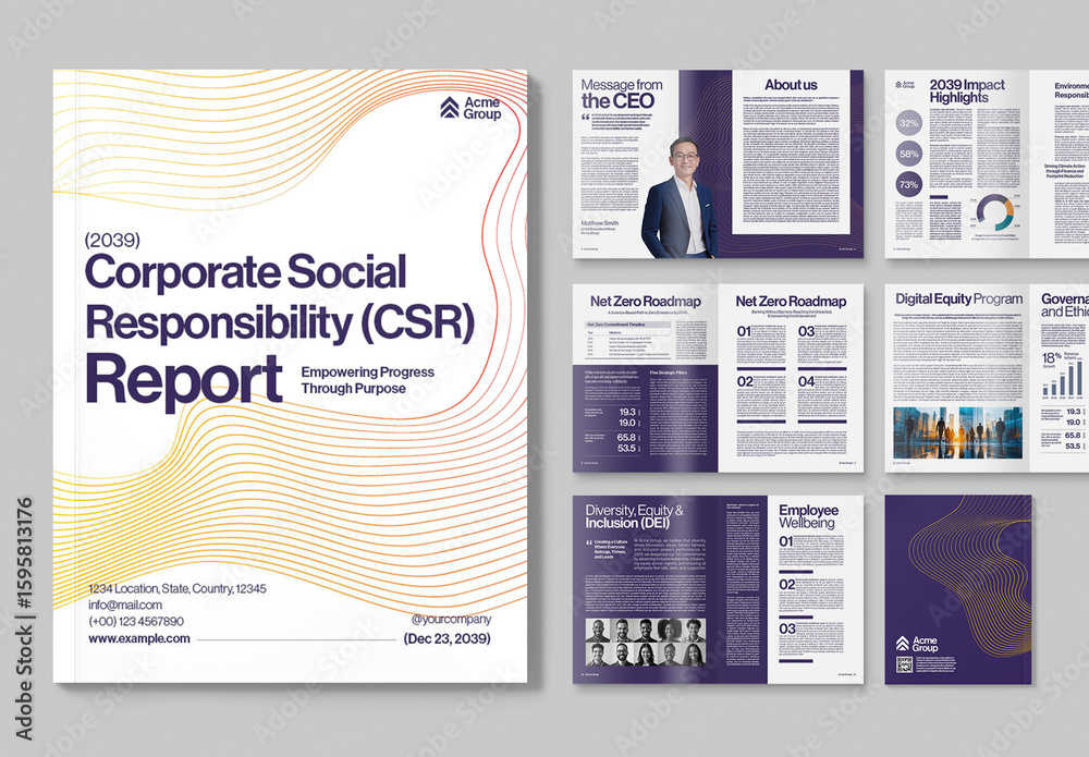 Corporate Social Responsibility CSR Report Brochure Template Stock ...