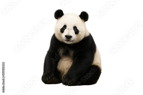 Tapety Cute giant panda sitting on transparent background, Perfect for wildlife concepts, conservation themes, children’s content. Isolated animal with clean minimal backdrop, transparent, clipping path