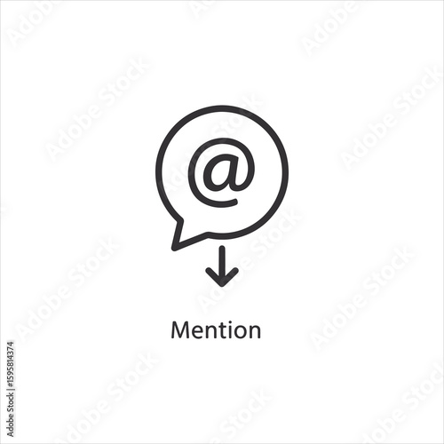 Vector art of mention icon with an at symbol in a speech bubble