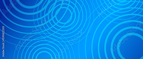 Abstract blue background with circular wave patterns and smooth gradients. Modern vector design perfect for tech, web, and presentation use.