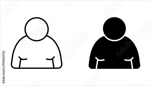 overweight people icon set, for web design, vector illustration on white background. 