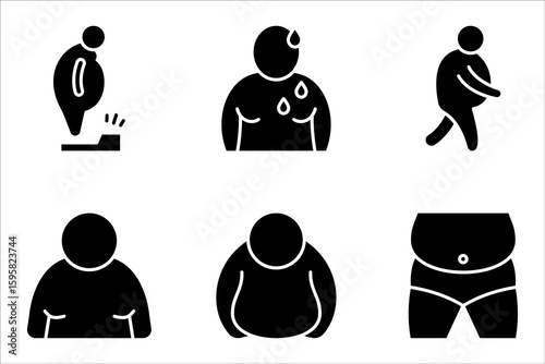 overweight people icon set, for web design, vector illustration on white background. 