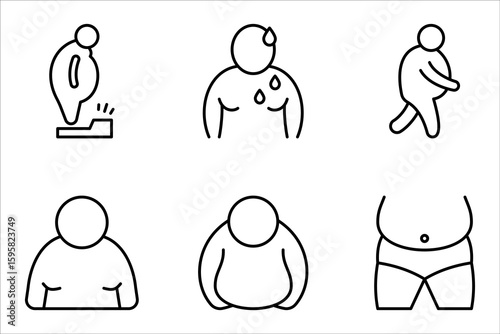 overweight people icon set, for web design, vector illustration on white background. 