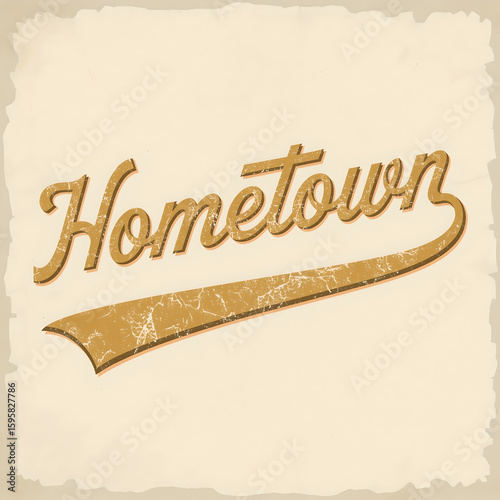 Vintage Gold Hometown Text Graphic Design