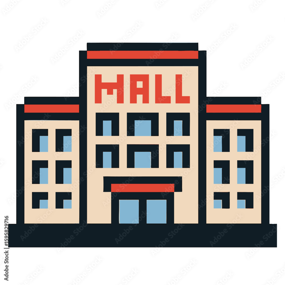Naklejka premium Pixel Art Hall Building Illustration: Perfect for Games & Websites