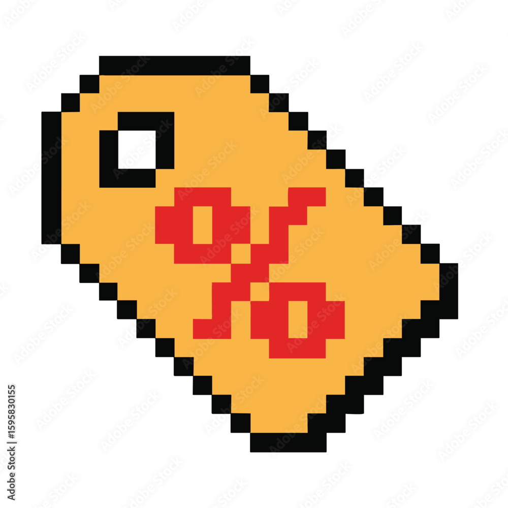 Obraz premium Pixel Art Sale Tag: Discount Icon for Marketing