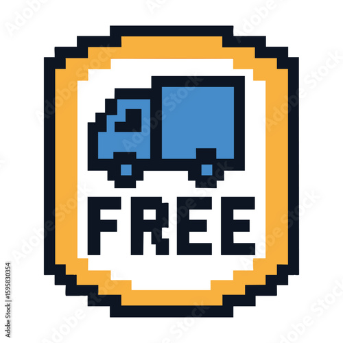 Pixel Art Delivery Truck: Free Shipping Icon