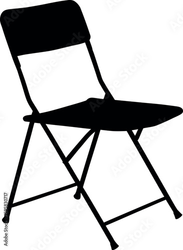 Black folding chair isolated on white background