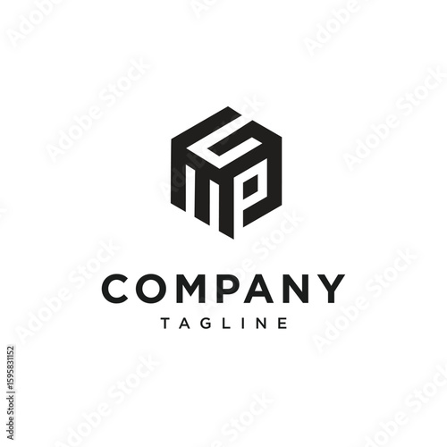 Letter G M P Monogram Cube Logo Icon Vector
