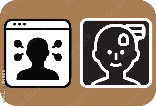 Digital representation of human thoughts and emotions illustrating online communication and personal well being concepts