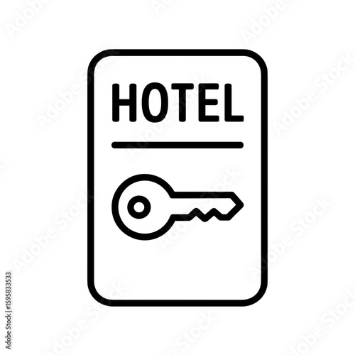 Hotel key card icon (outline) – accommodation access pass symbol
