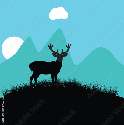 deer with landscape vector design clean and unique latest illustration