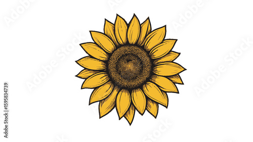 Vibrant yellow sunflower with detailed petals and center, showcasing natural beauty and summery appeal