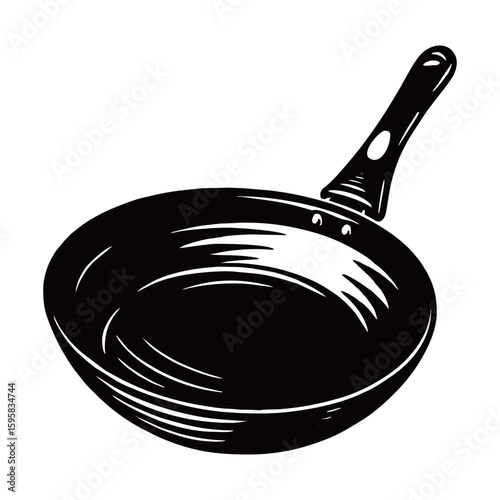 silhouette image of a frying pan with a transparent background