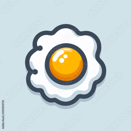 Stylized fried egg illustration on a light background with copy space