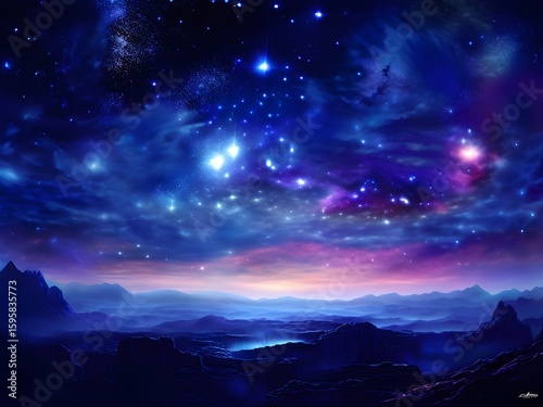 Colorful space galaxy cloud nebula and stars. Stary night cosmos. Universe science astronomy. Banner, background wallpaper. Science fiction, planets	
