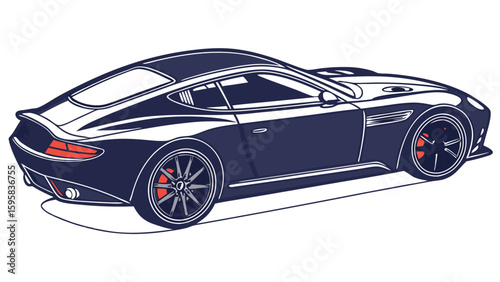 Sleek Dark Blue Sports Car Coupe Vector Illustration